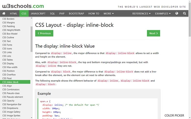 W3schools inline-block reference page
